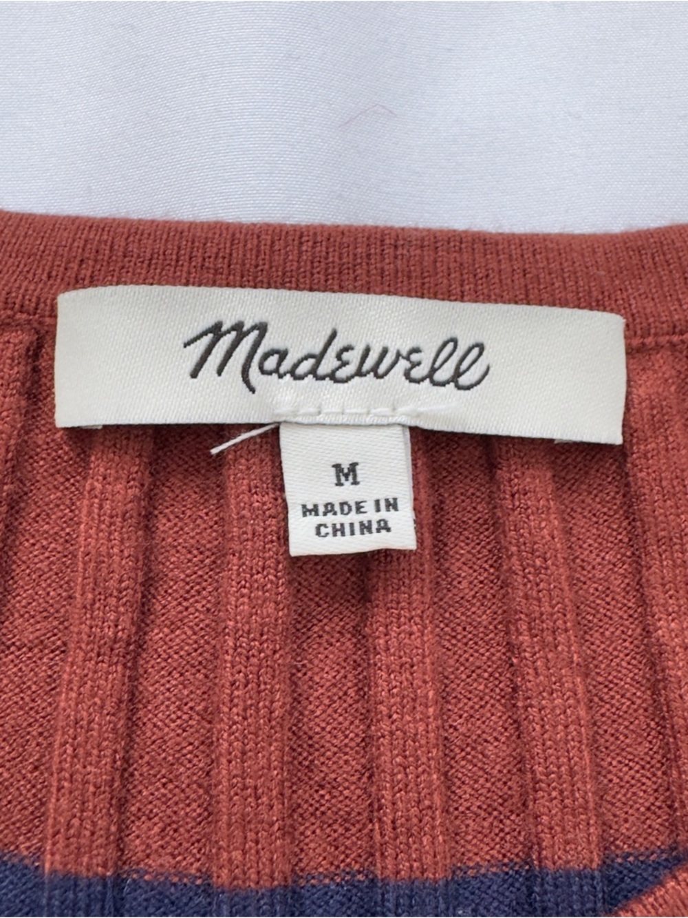 Madewell Striped Ribbed Knit Dress Women’s Medium Casual Midi Crewneck - Picture 10 of 13